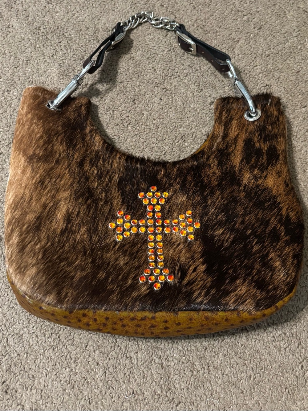 Kurtmen Design Brown Cowhide With Cross Stud Detail